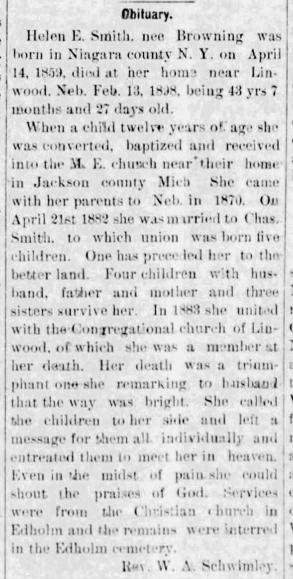 Helen Browning Smith obit
